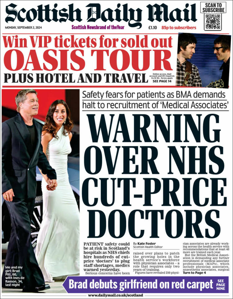 Portada de Scottish Daily Mail (Reino Unido)