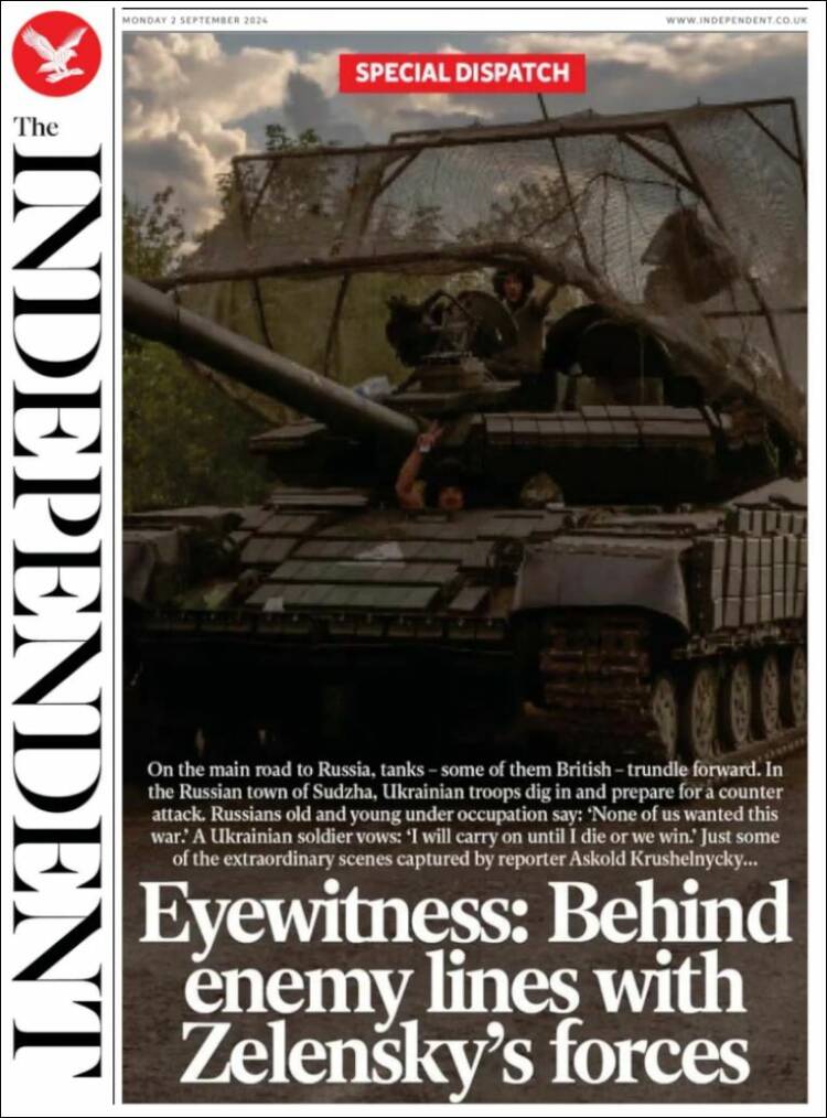 Portada de The Independent (Reino Unido)