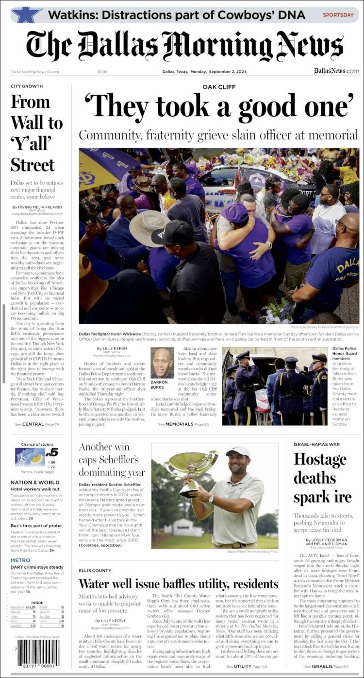 Portada de Dallas Morning News (USA)