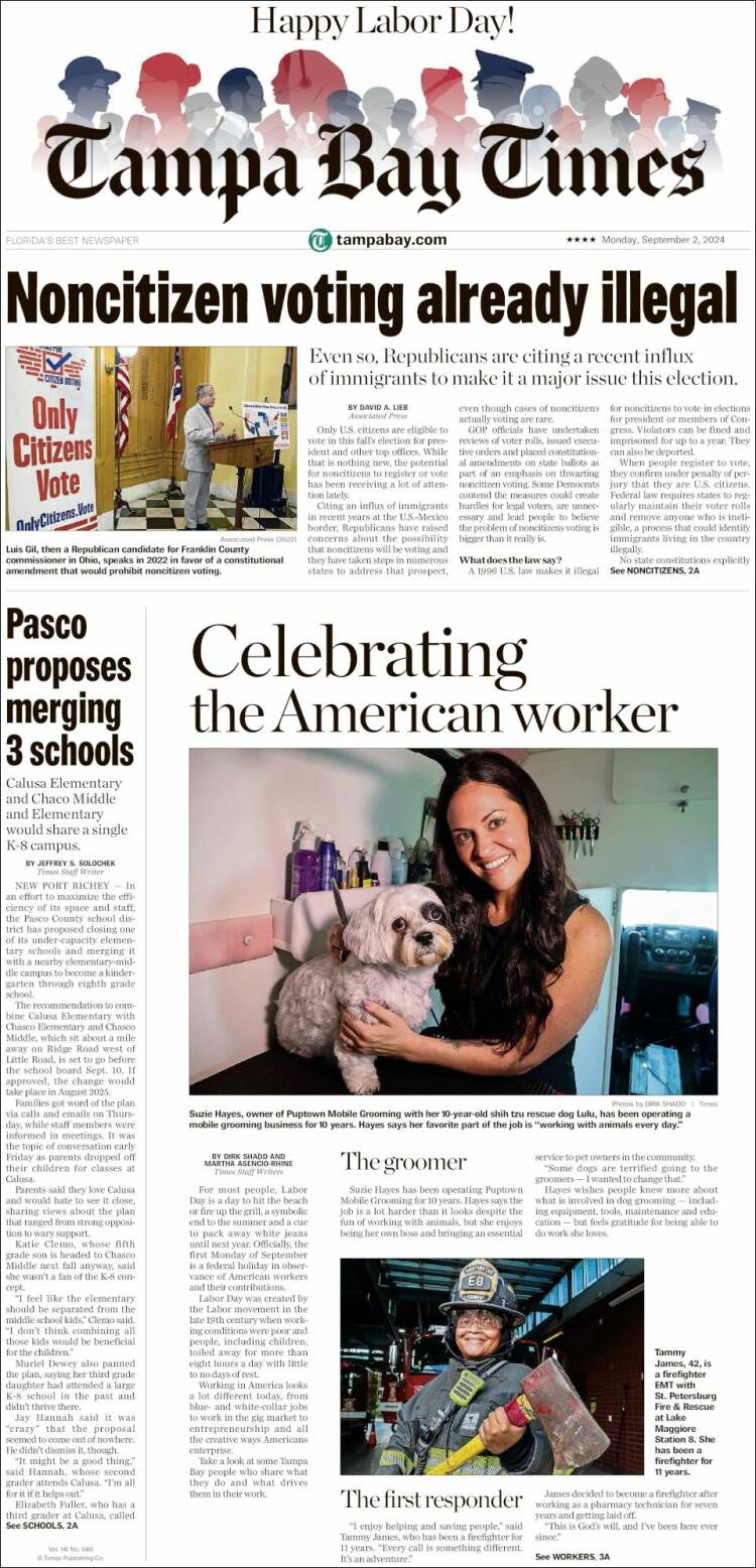 Portada de Tampa Bay Times (USA)