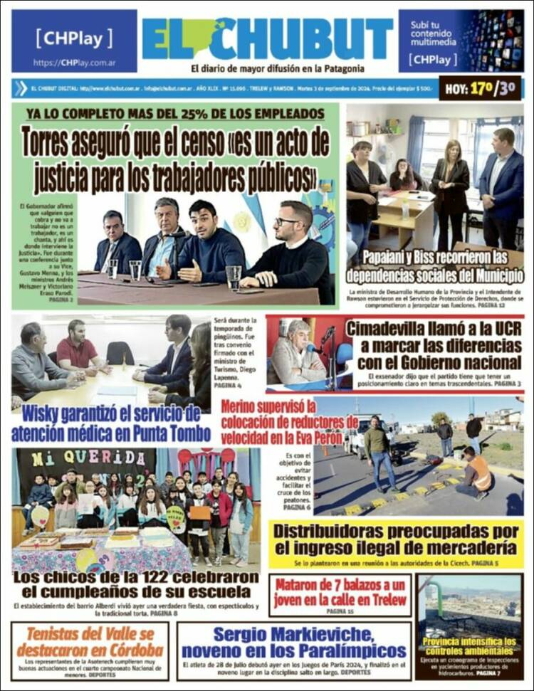 Portada de El Chubut (Argentina)