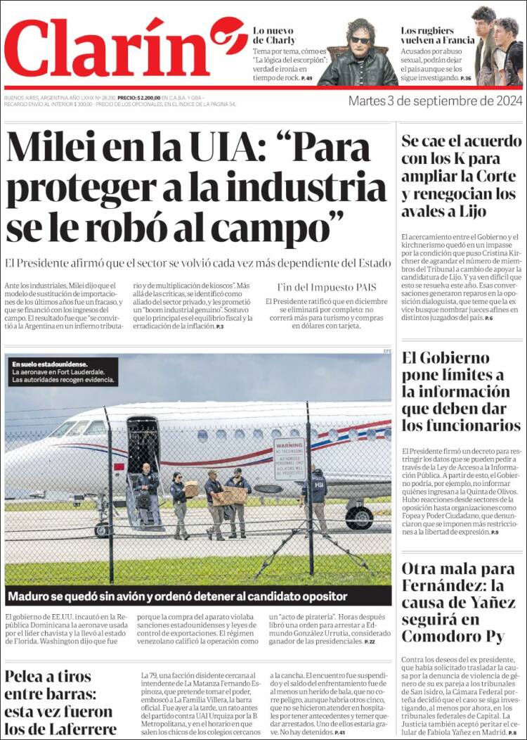 Portada de Clarín (Argentina)