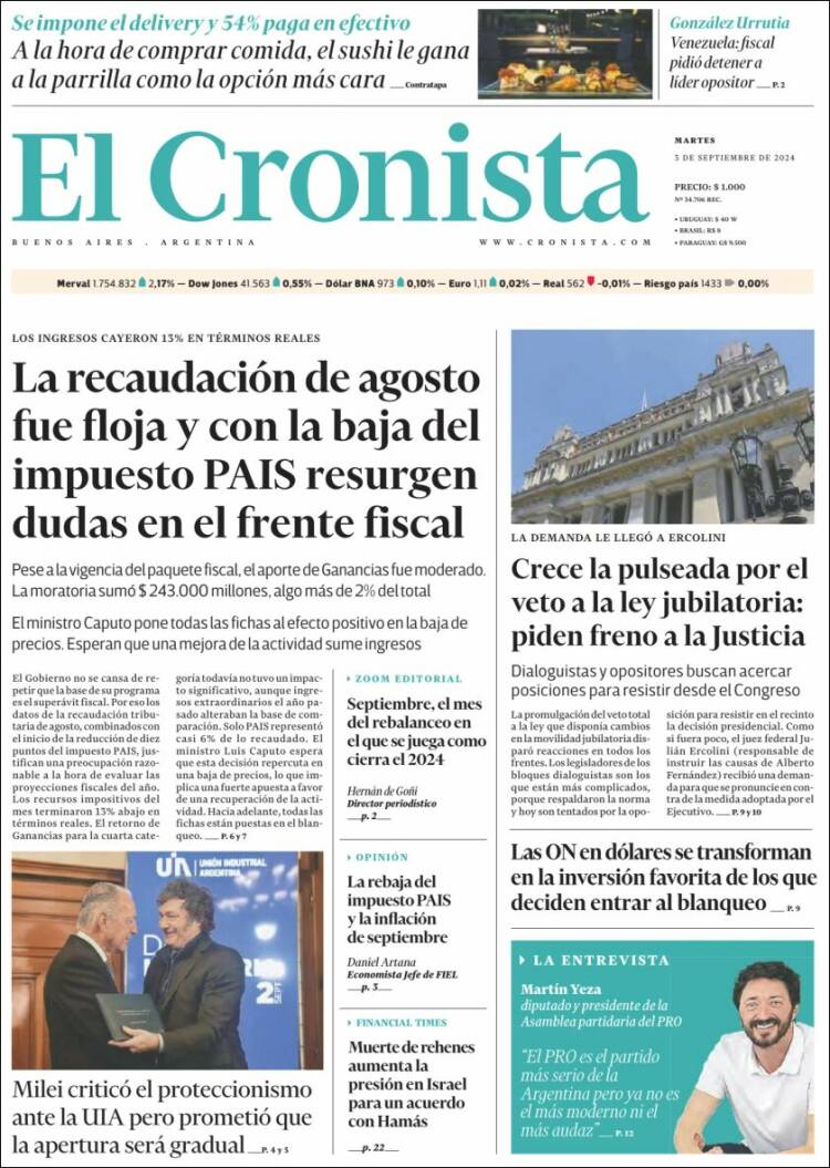 Portada de El Cronista Comercial (Argentina)
