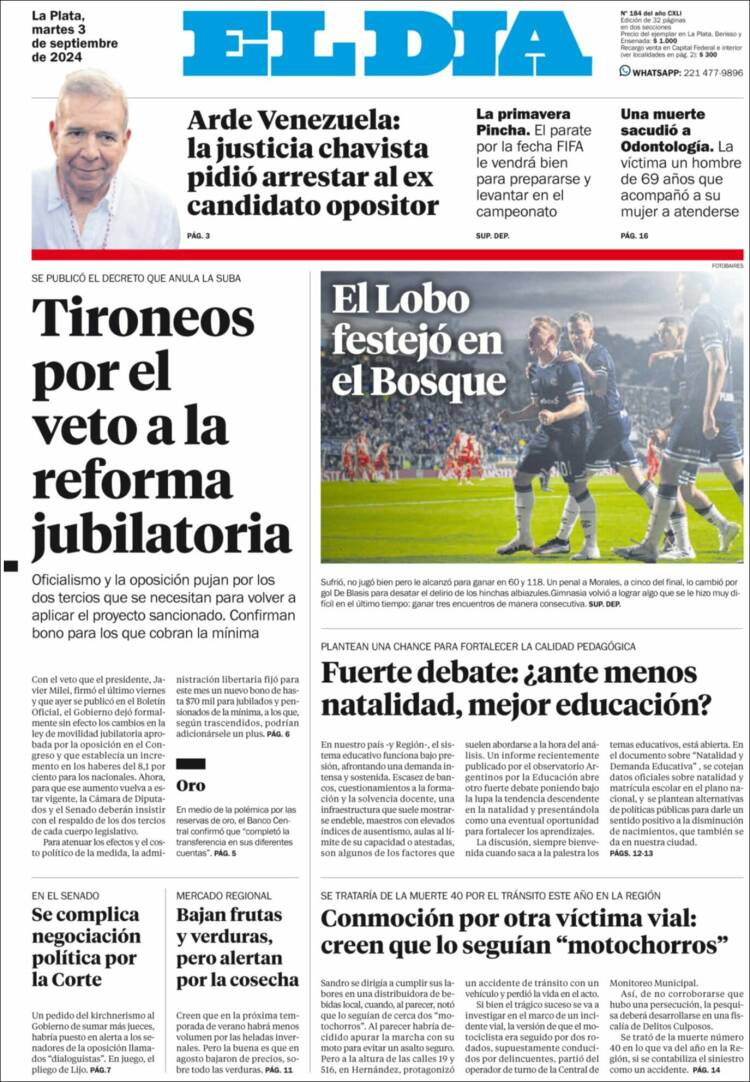 Portada de El Día de la Plata (Argentina)