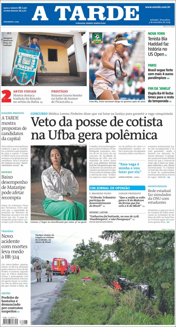 Portada de Diário A Tarde (Brasil)