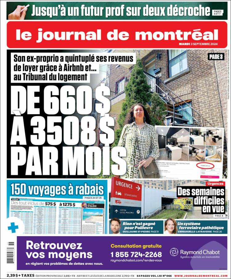 Portada de Le Journal de Montréal (Canadá)