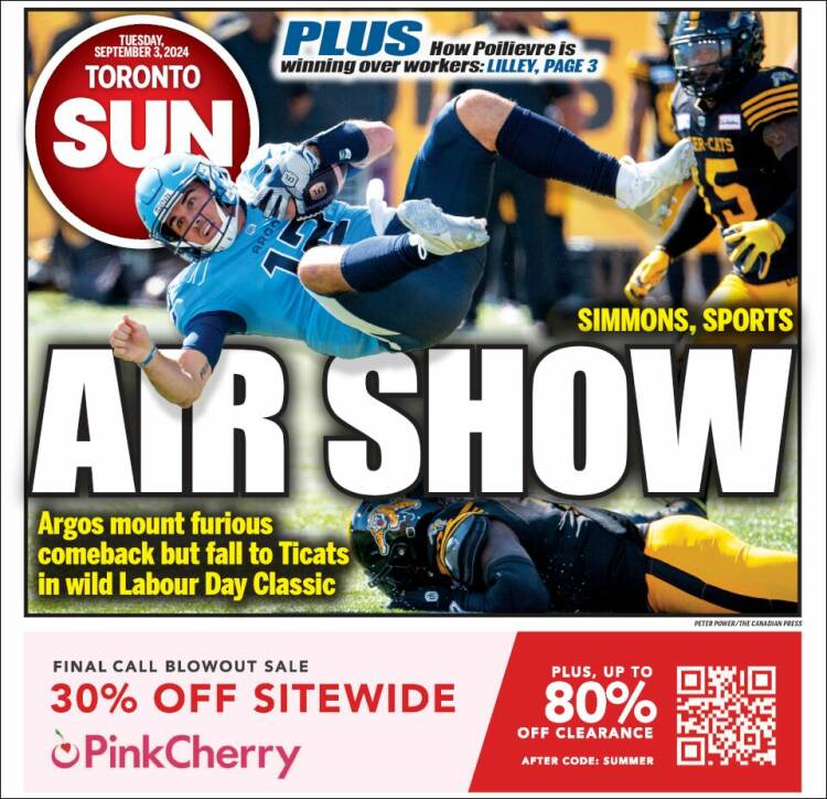 Portada de The Toronto Sun (Canadá)