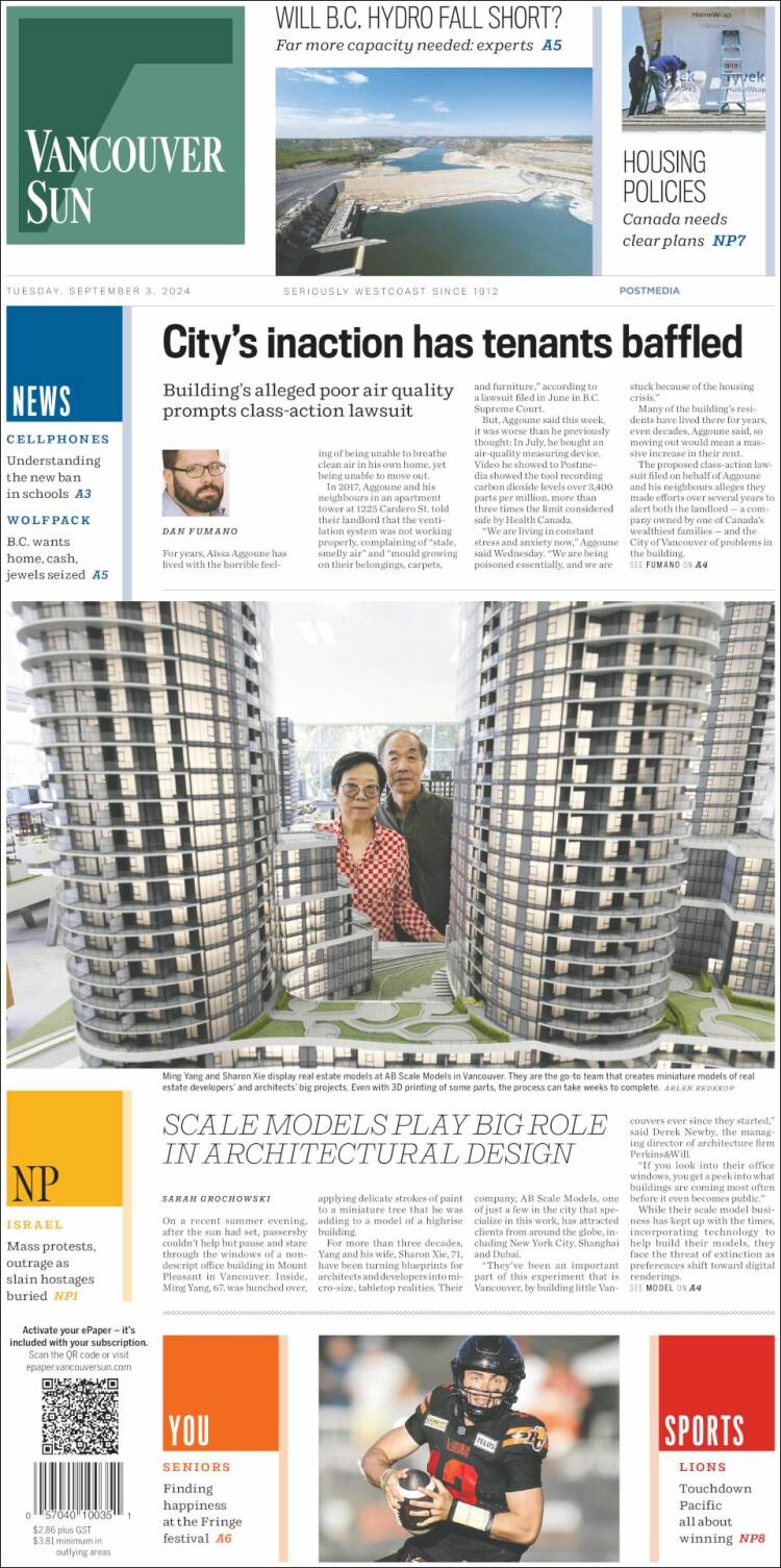 Portada de The Vancouver Sun (Canadá)