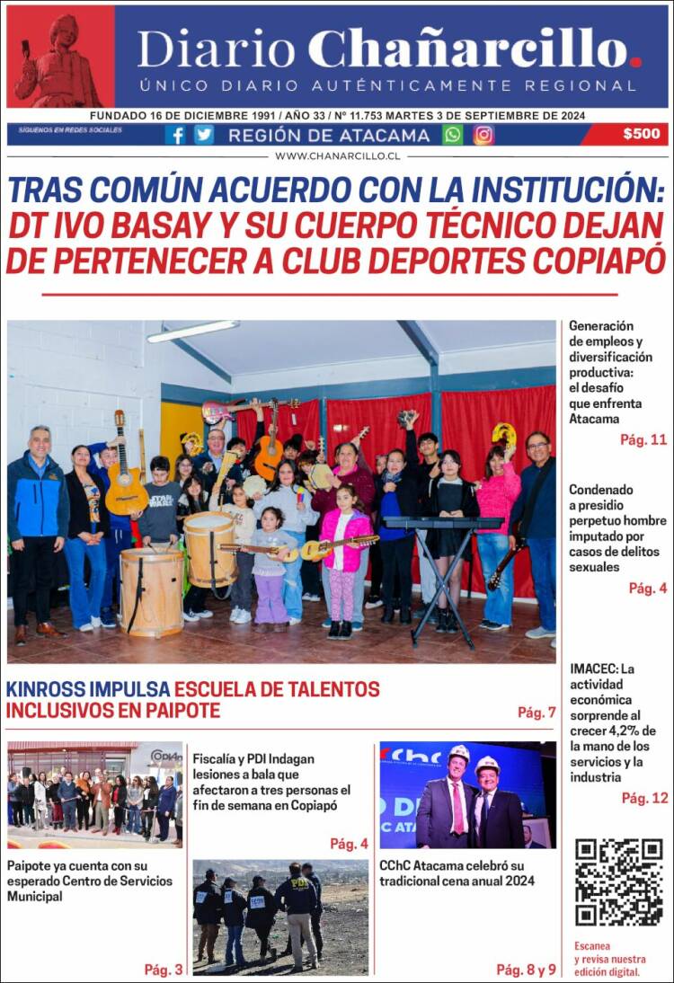 Portada de Diario Chañarcillo (Chile)