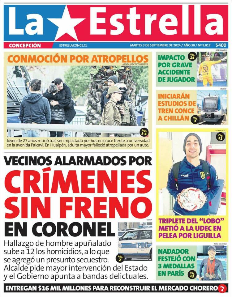 Portada de La Estrella de Concepción (Chile)