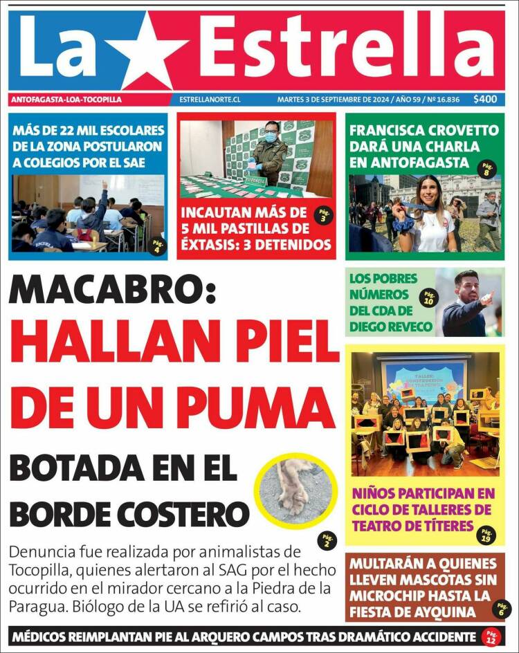 Portada de La Estrella de Loa (Chile)