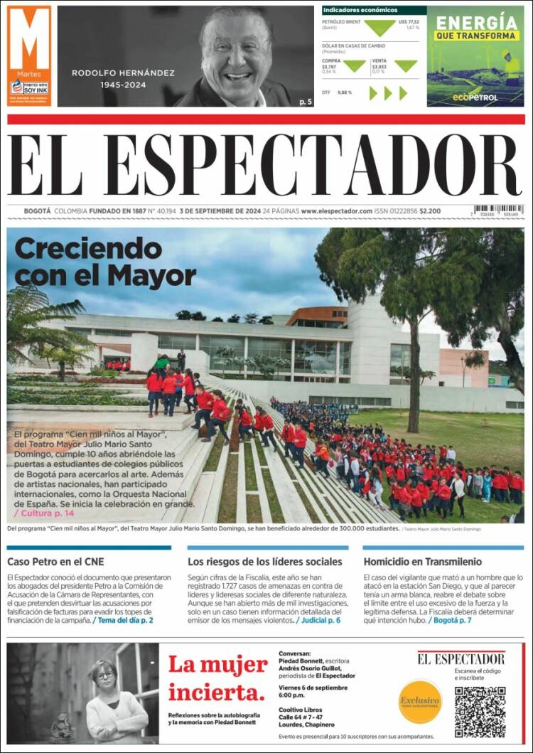 Portada de El Espectador (Colombia)