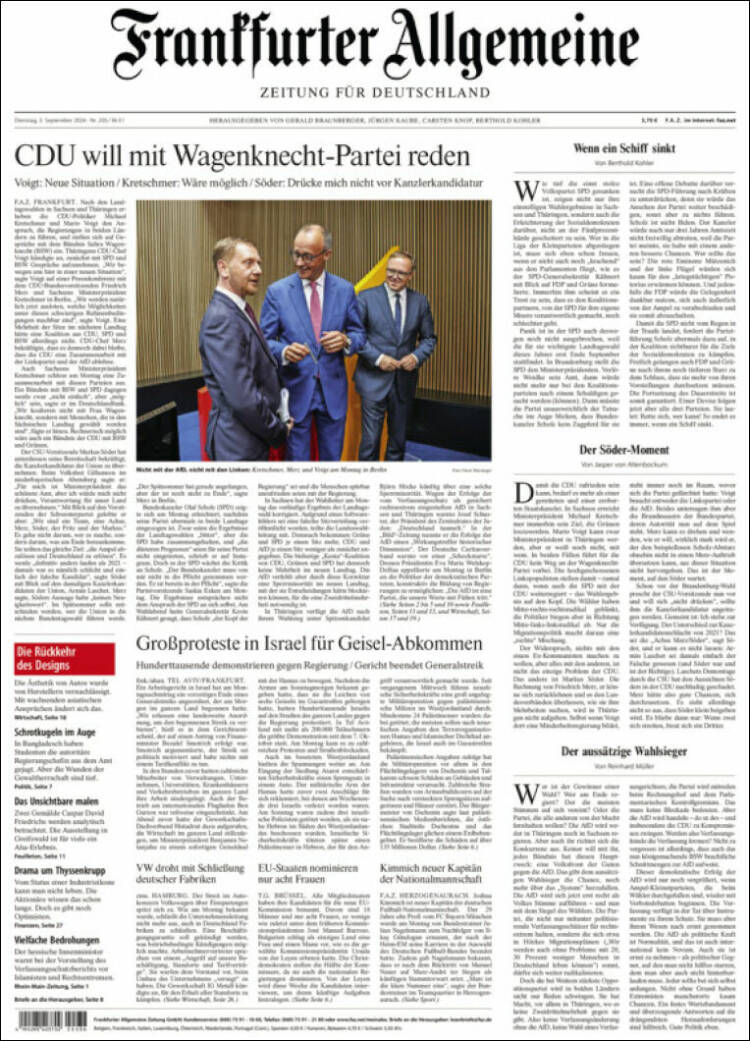 Portada de Frankfurter Allgemeine (Alemania)