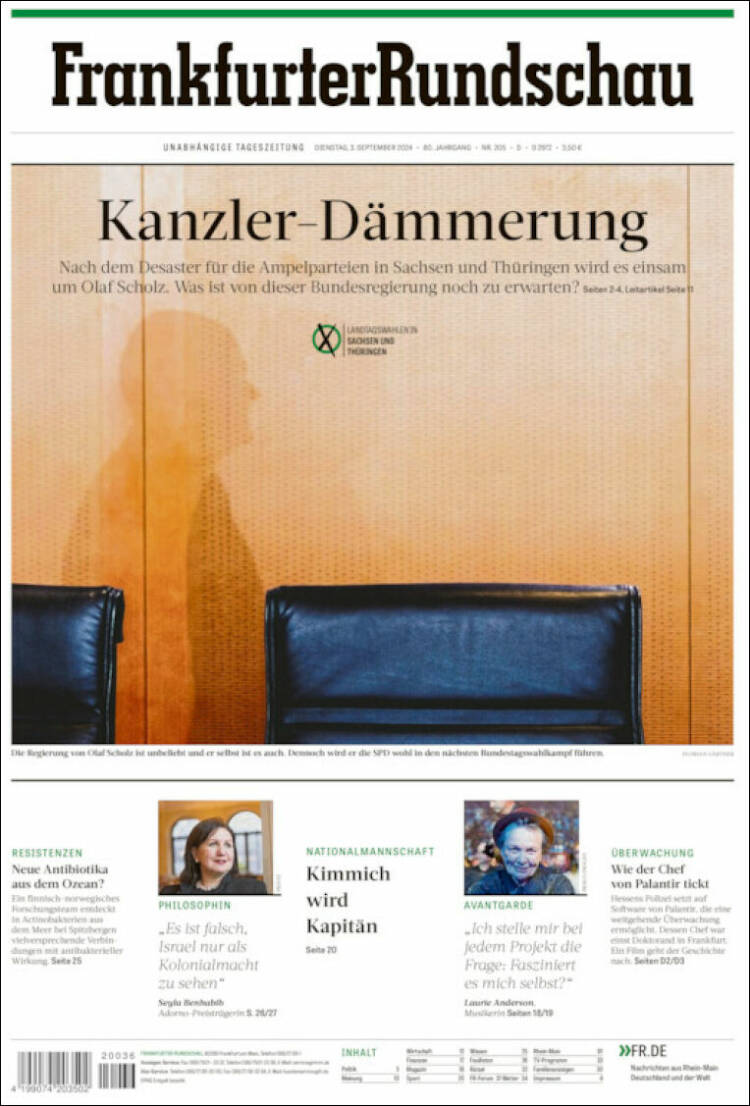 Portada de Frankfurter Rundschau (Alemania)