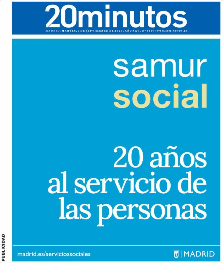 Portada de 20 Minutos - Madrid (Espa&ntilde;a)