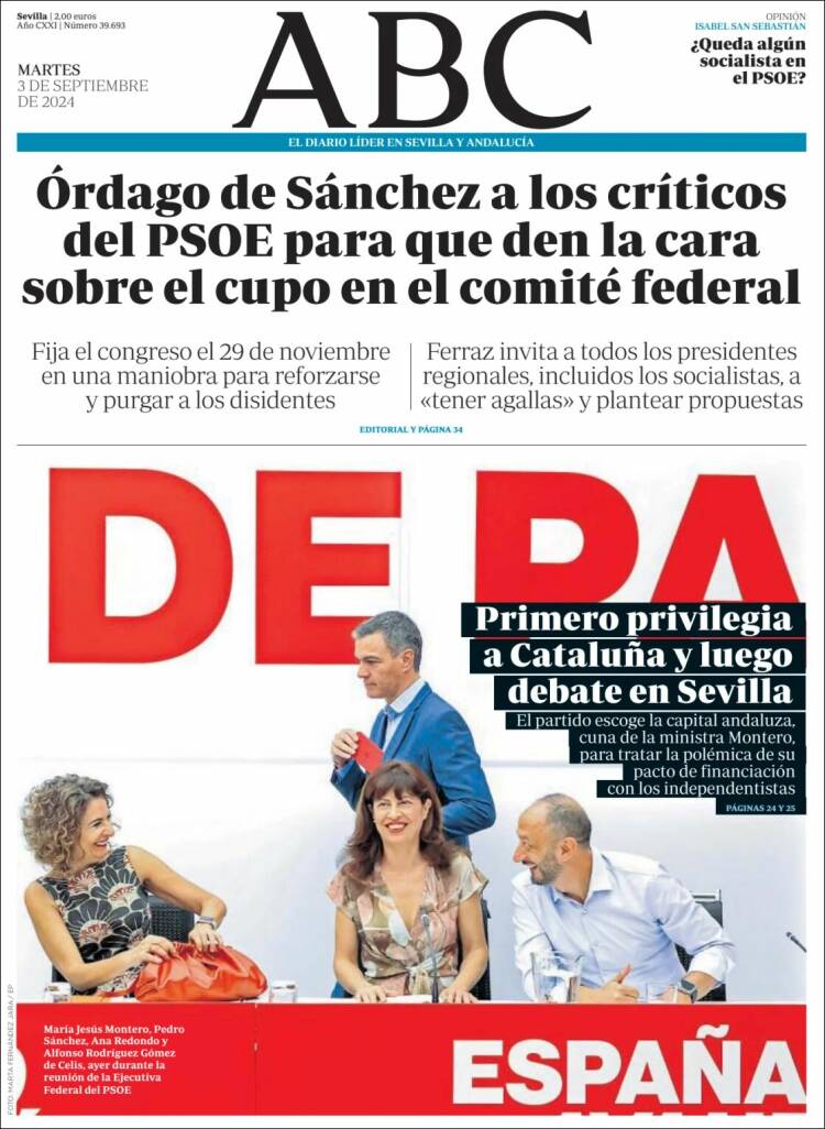 Portada de ABC - Sevilla (Espa&ntilde;a)