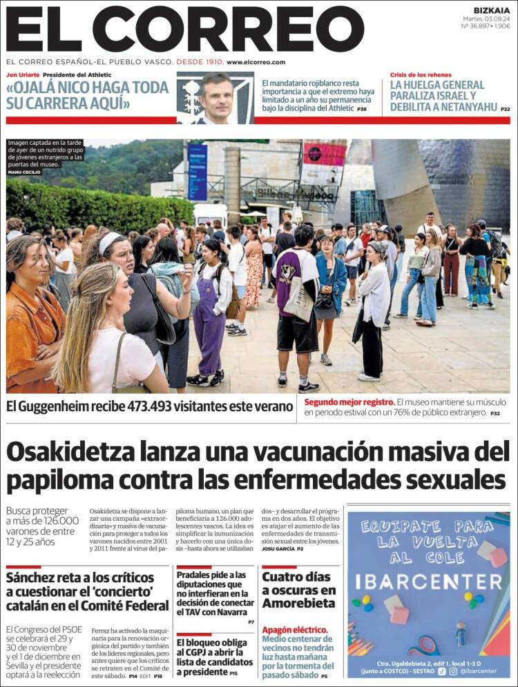 Portada de El Correo (Espa&ntilde;a)