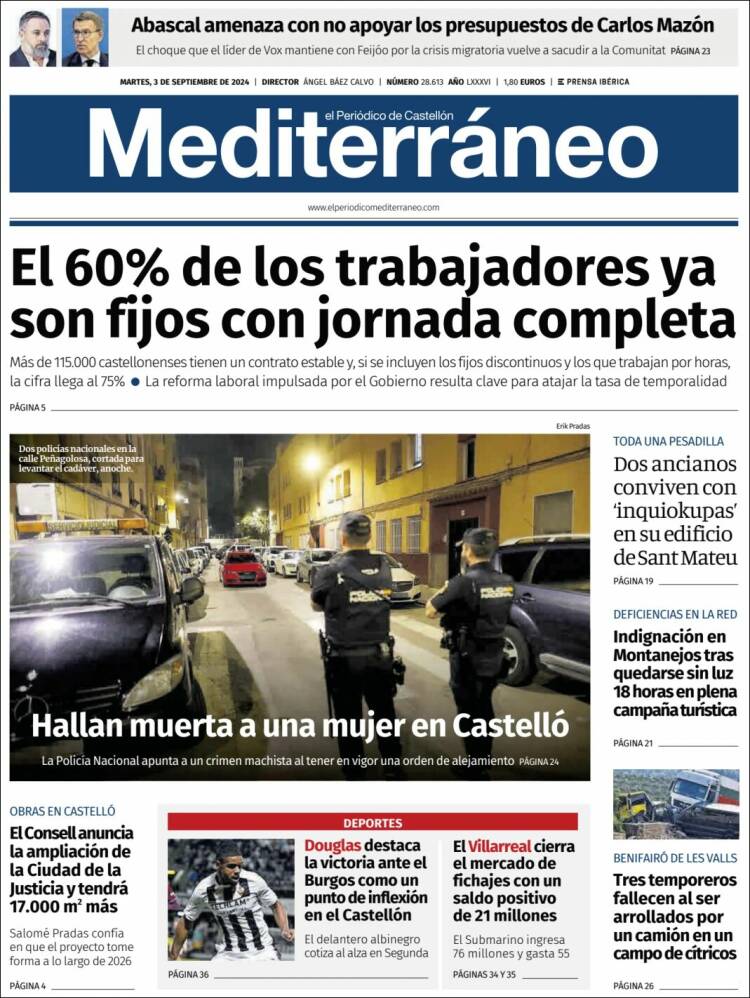 Portada de El Periódico Mediterraneo (Espa&ntilde;a)