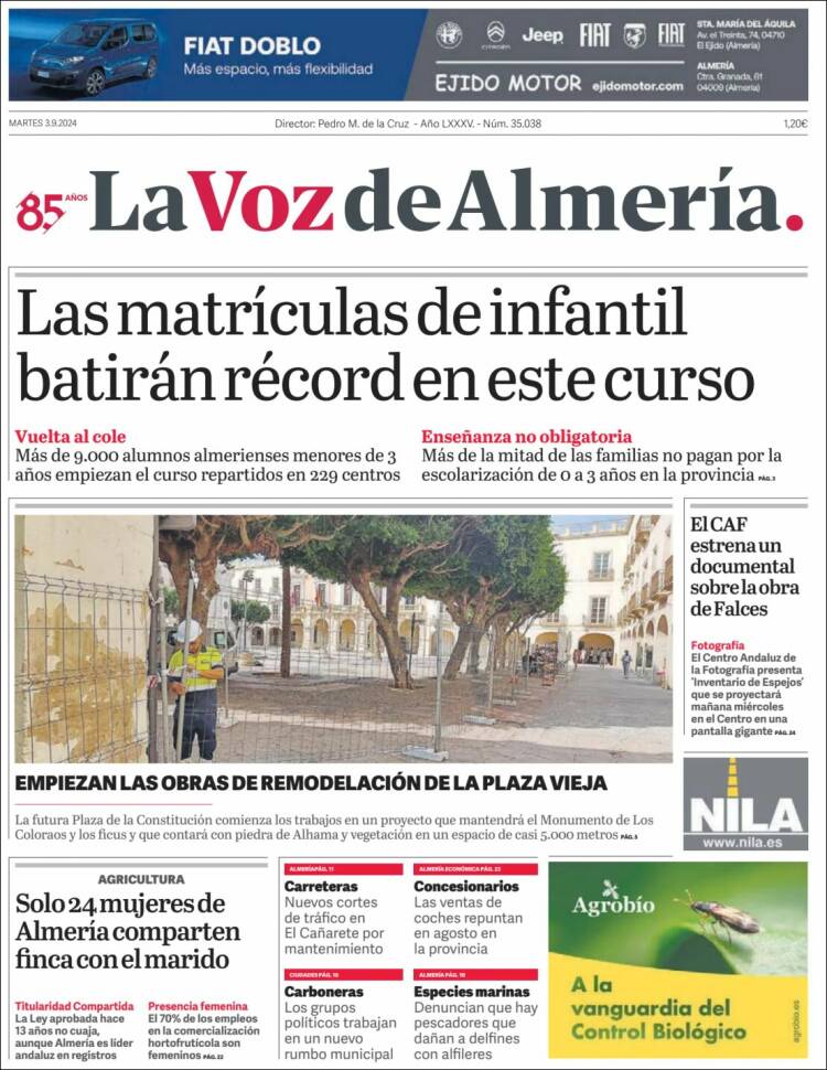 Portada de La Voz de Almería (Espa&ntilde;a)