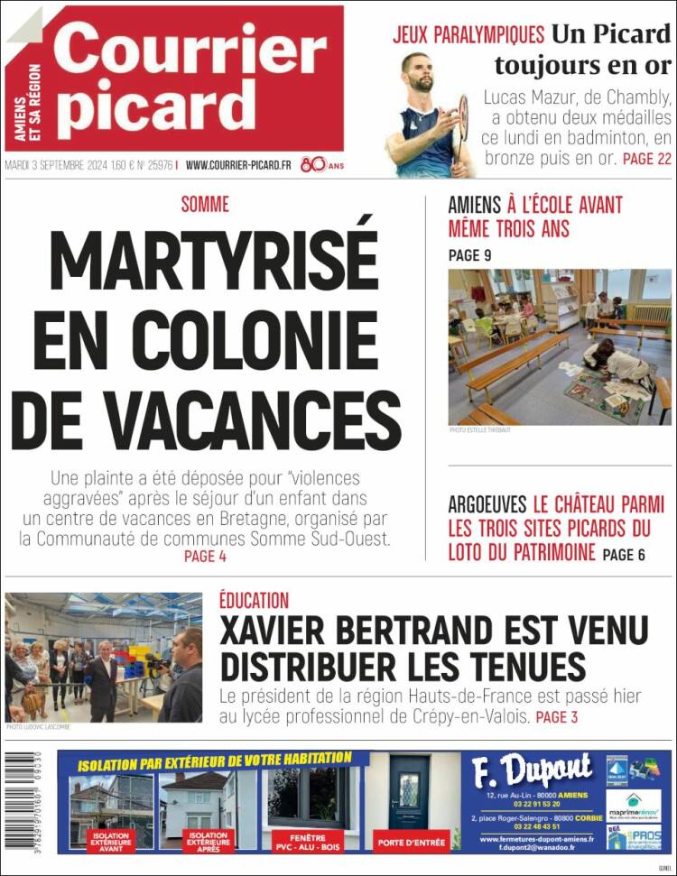 Portada de Courrier Picard (Francia)