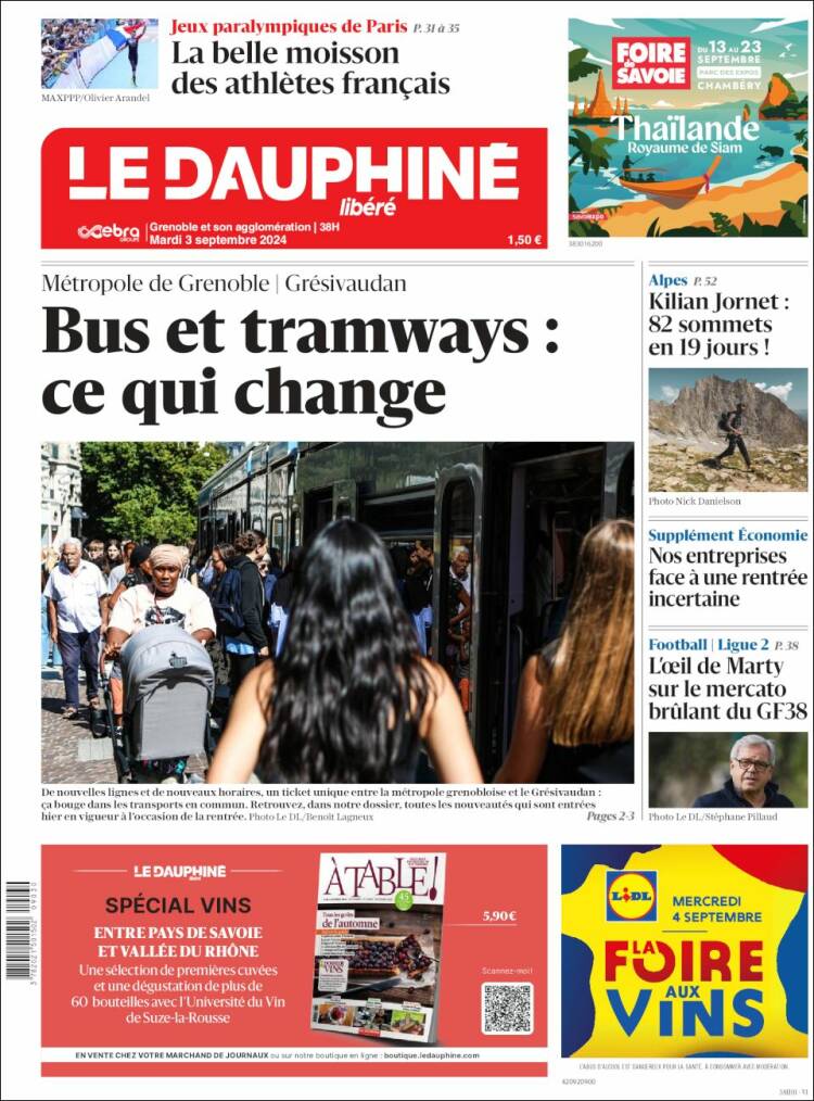 Portada de Le Dauphiné Libéré (Francia)