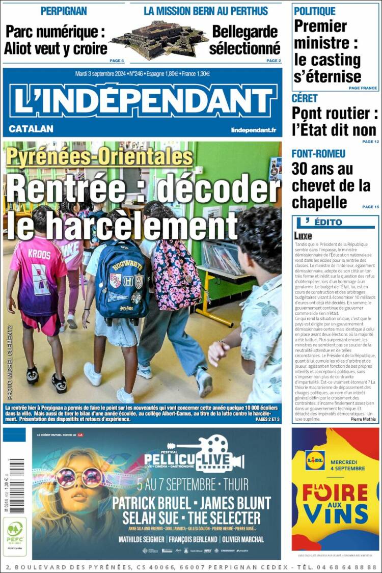 Portada de Le Indépendant (Francia)