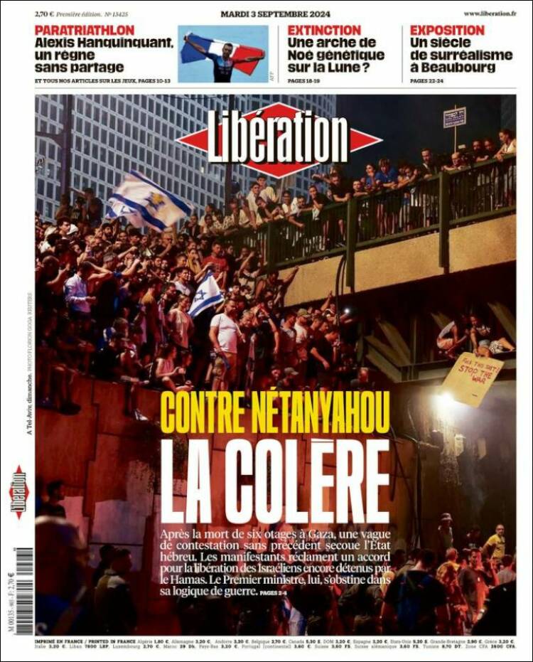 Portada de Libération (Francia)