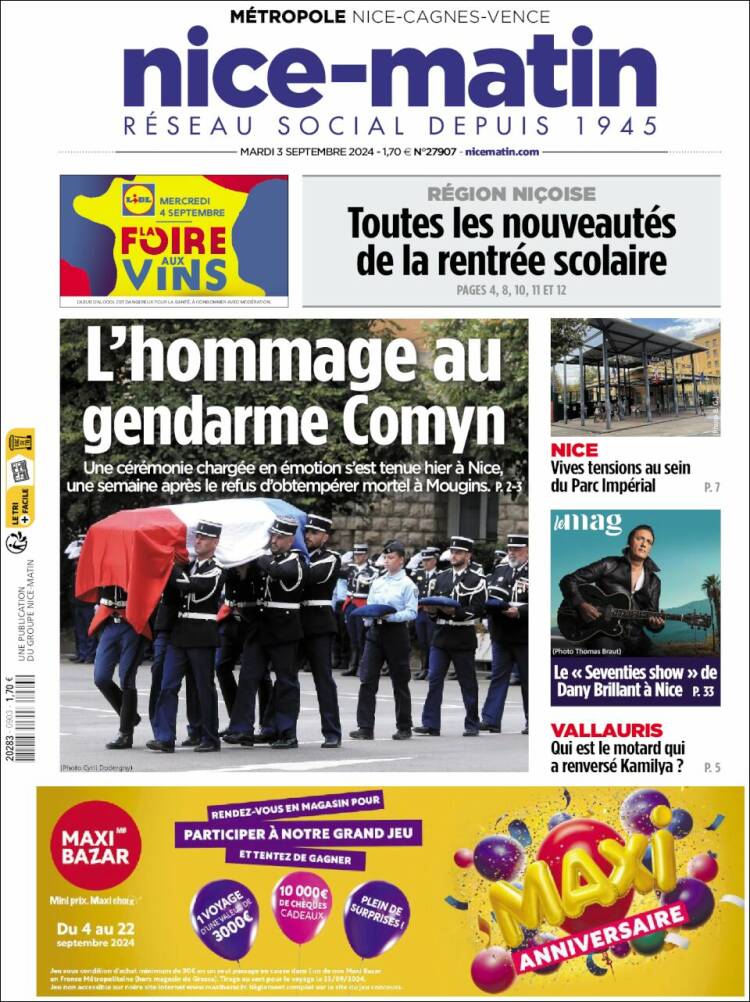 Portada de Nice-Matin (Francia)