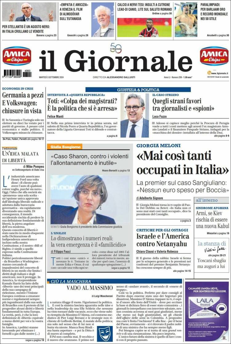 Portada de il Giornale (Italia)