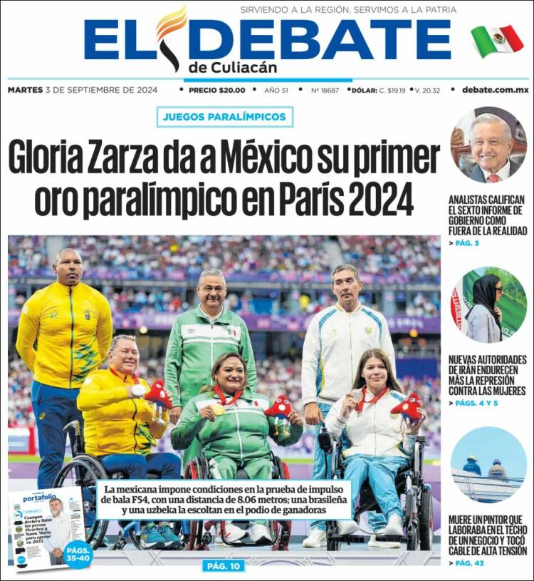 Portada de El Debate de Culiacán (México)