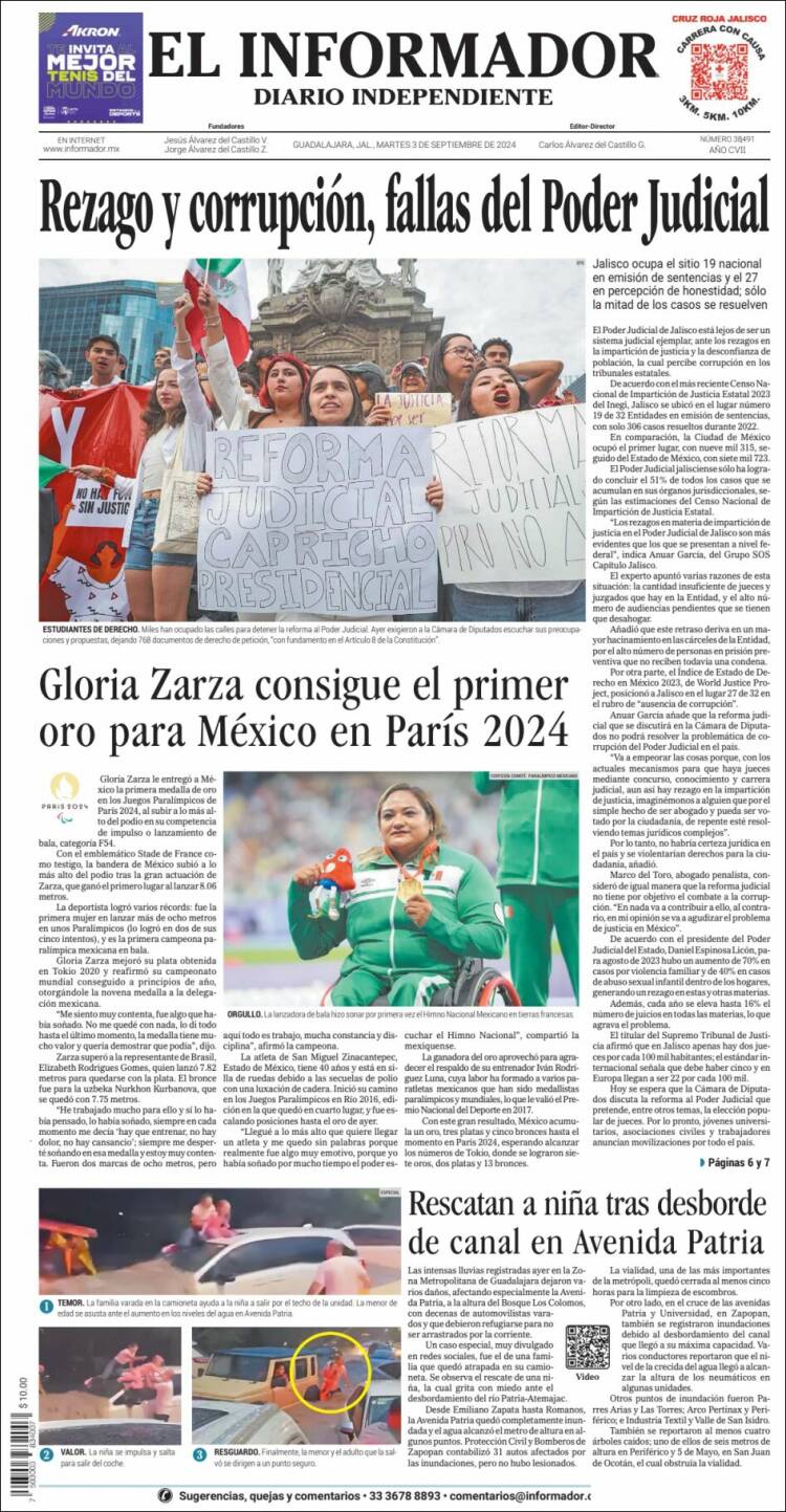 Portada de El Informador (México)