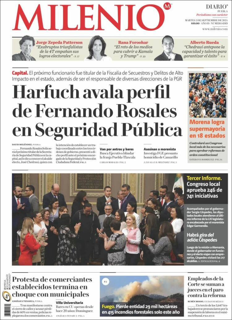 Portada de Milenio de Puebla (México)