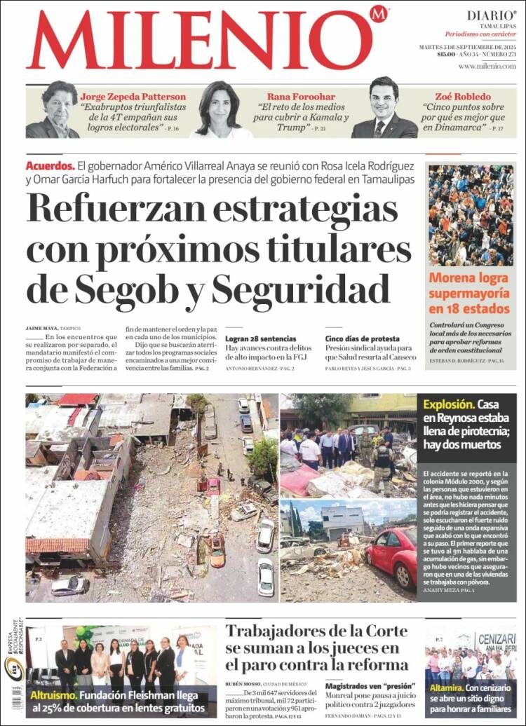 Portada de Milenio - Tamaulipas (México)