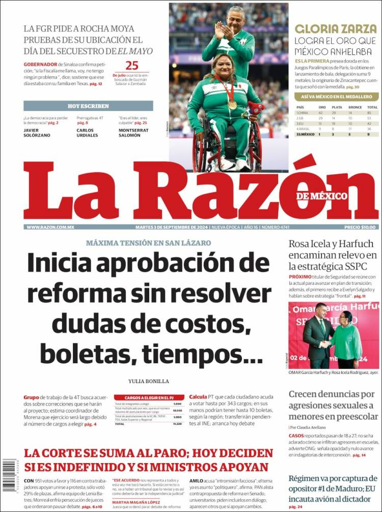 Portada de La Razón (México)