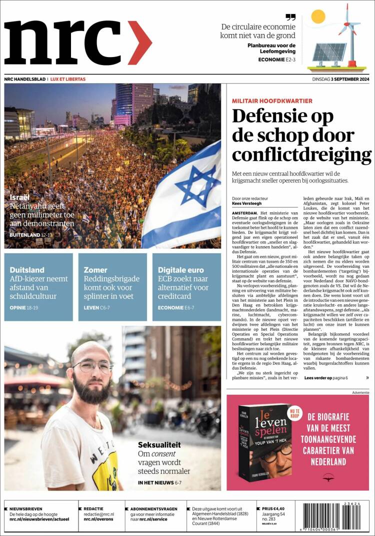 Portada de NRC Handelsblad (Pa&iacute;ses Bajos)