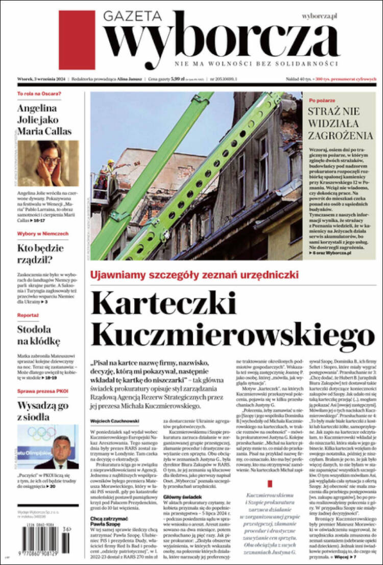 Portada de Gazeta Wyborcza (Polonia)