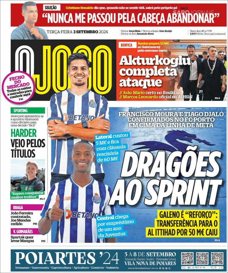 Portada de O Jogo (Portugal)