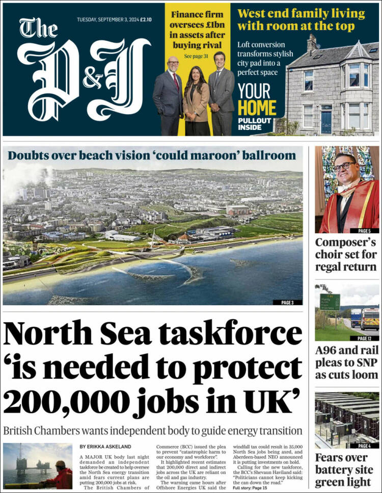 Portada de The Press and Journal (Reino Unido)