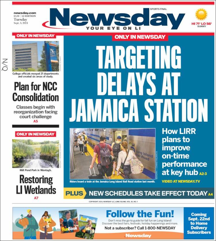 Portada de Newsday (USA)