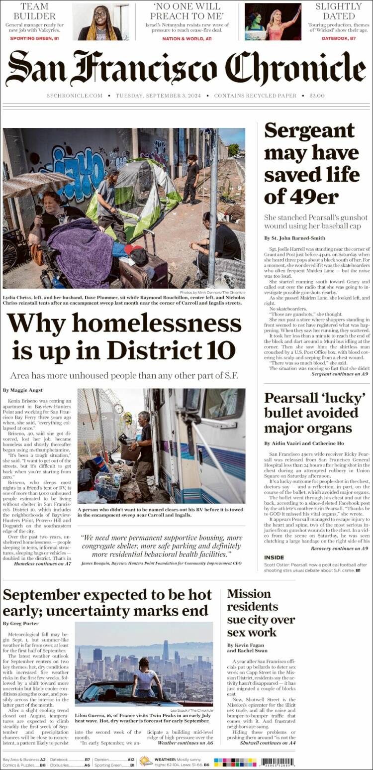 Portada de San Francisco Chronicle (USA)