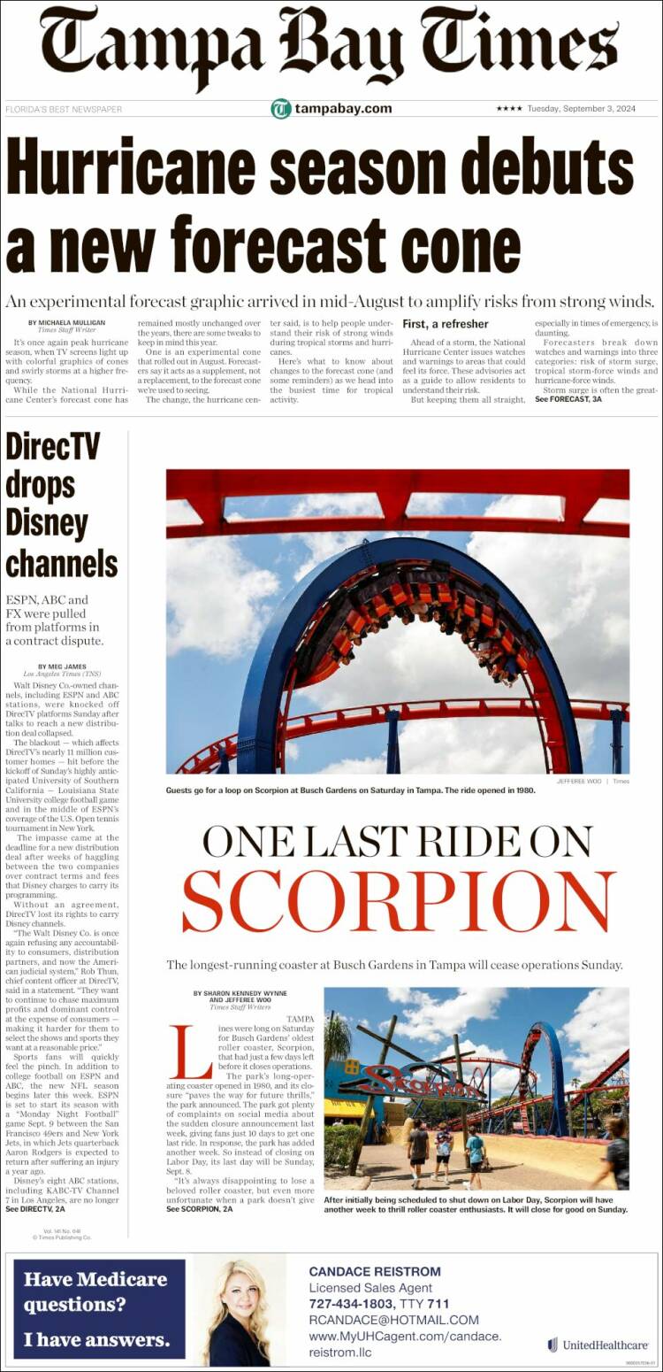 Portada de Tampa Bay Times (USA)