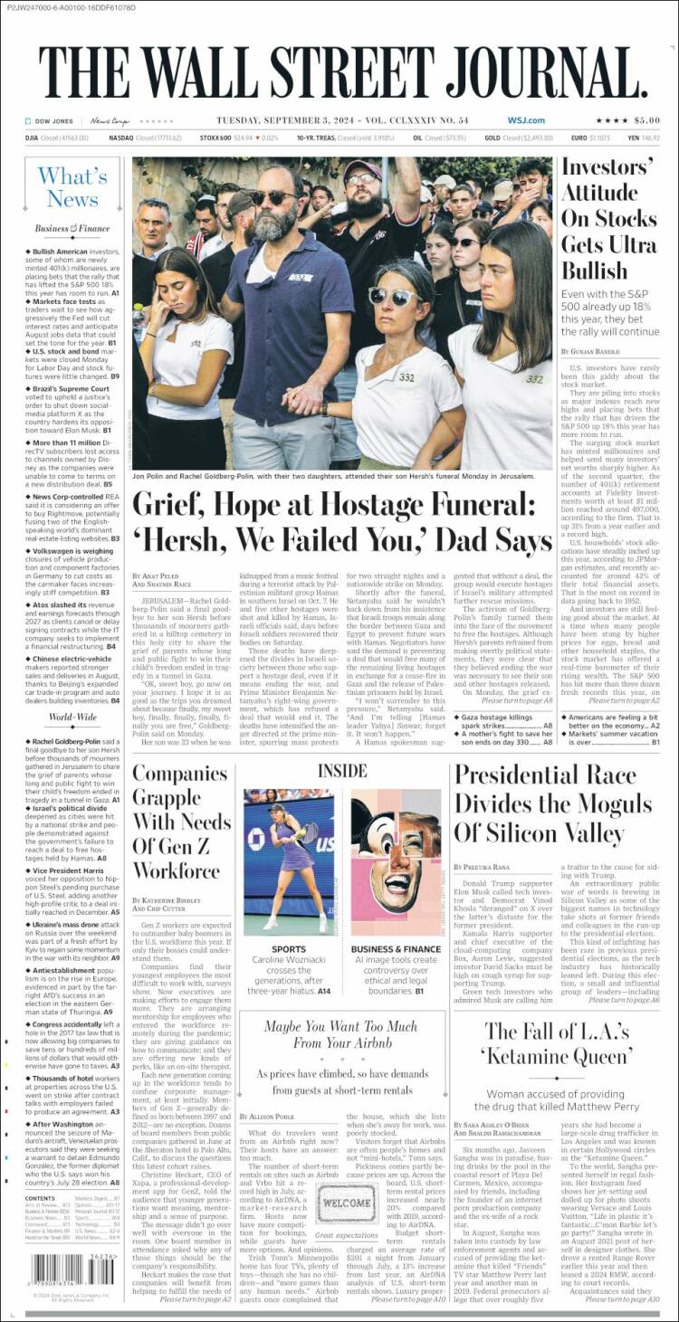 Portada de Wall Street Journal (USA)