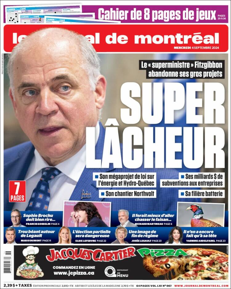 Portada de Le Journal de Montréal (Canadá)