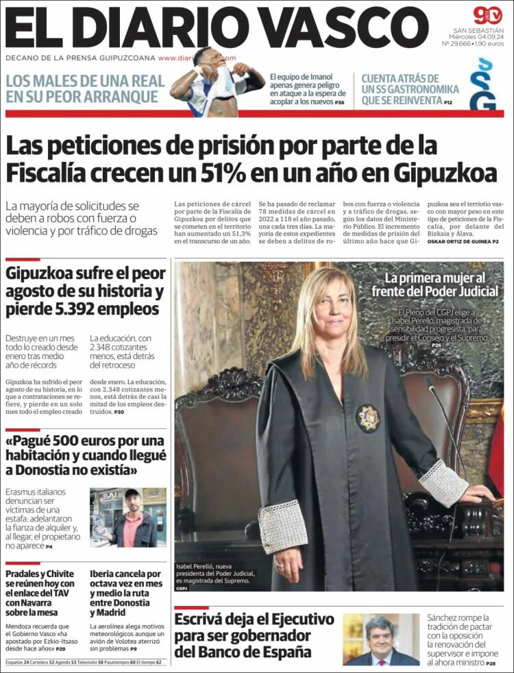 Portada de Diario Vasco (España)