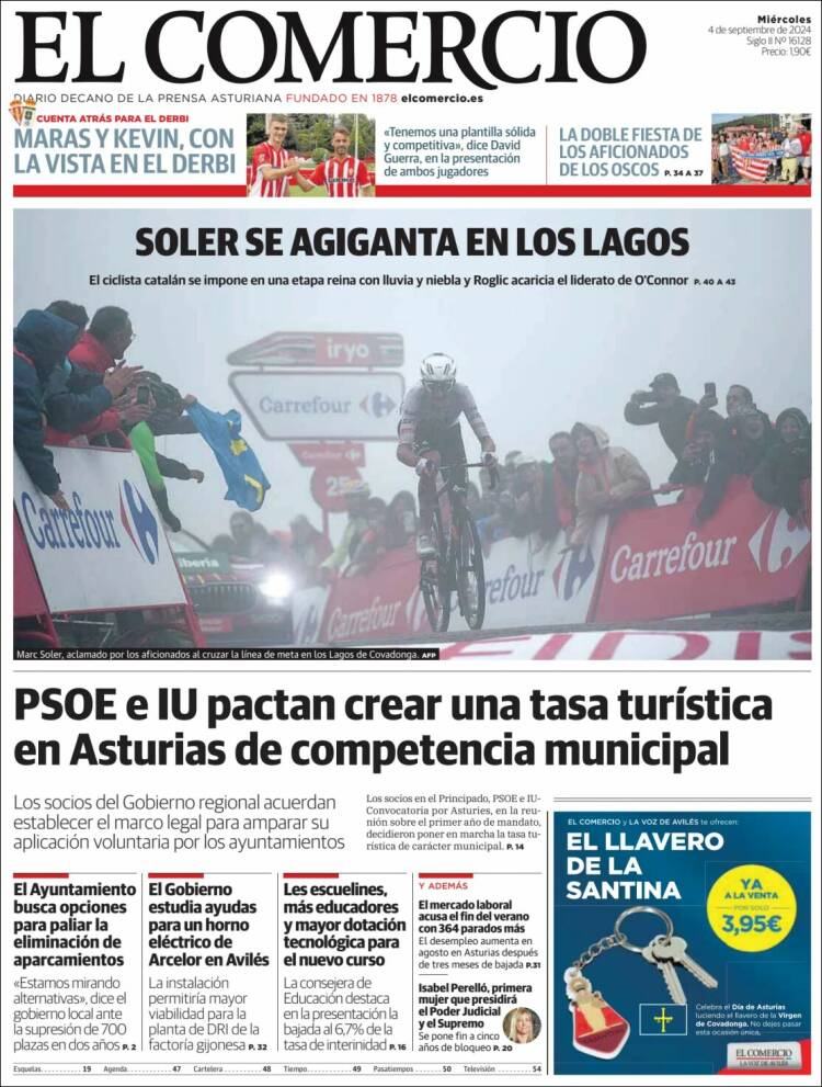 Portada de El Comercio - Gijón (España)