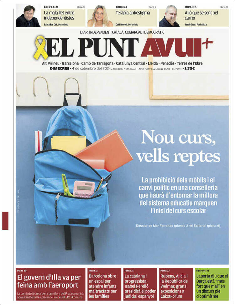 Portada de El Punt Avui (España)