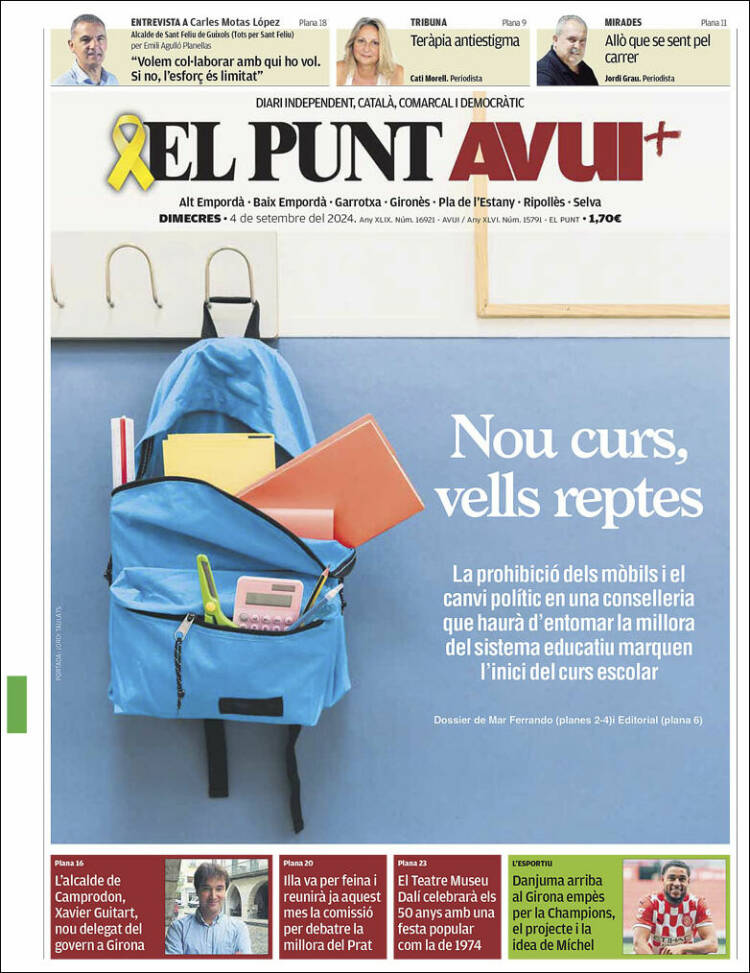 Portada de El Punt Avui - Girona (España)