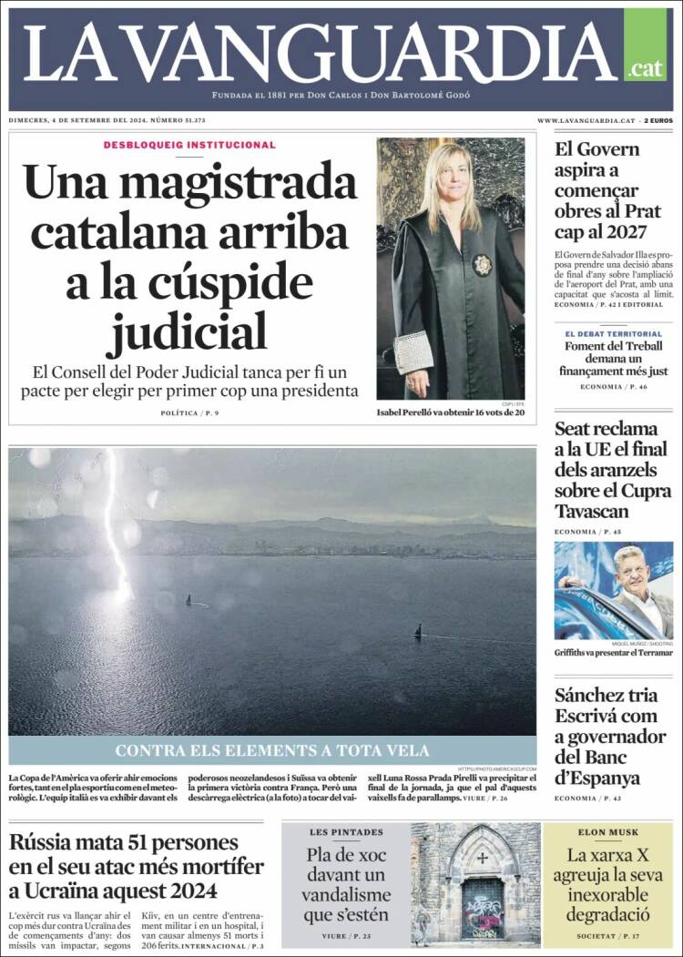 Portada de La Vanguardia (España)