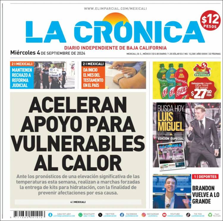 Portada de La Crónica de Baja California (México)