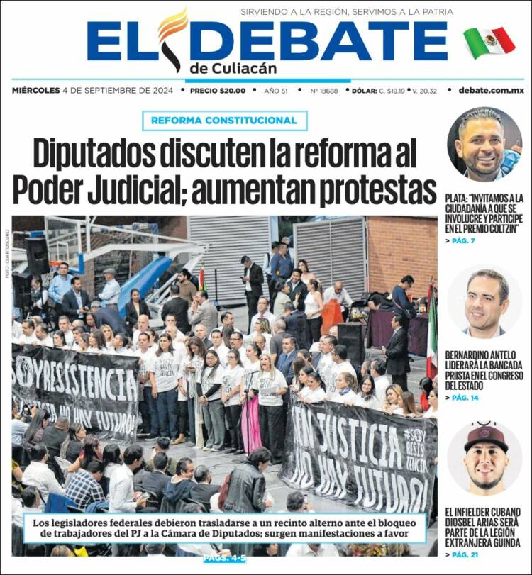 Portada de El Debate de Culiacán (México)